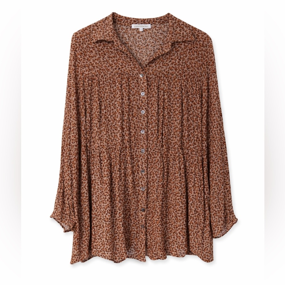 Olivaceous Brown Floral Button-Down Blouse Medium